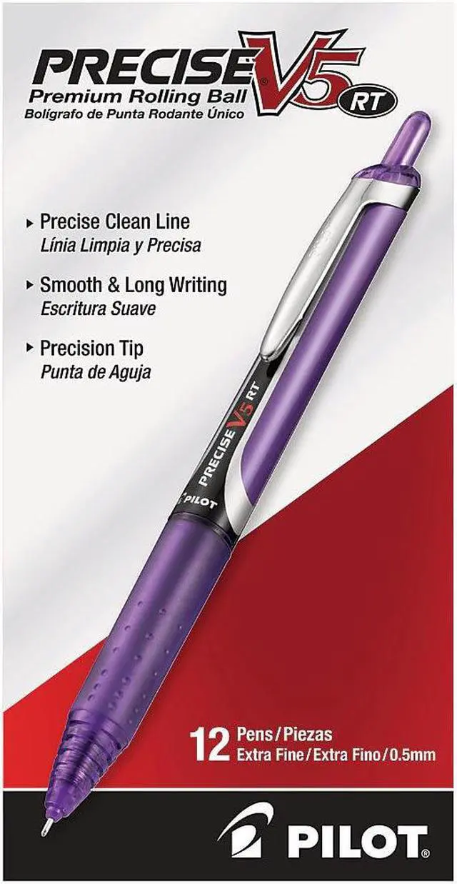 Alt view image 2 of 13 - Pilot Precise V5RT Retractable Roller Ball Pen Purple Ink .5mm 26066