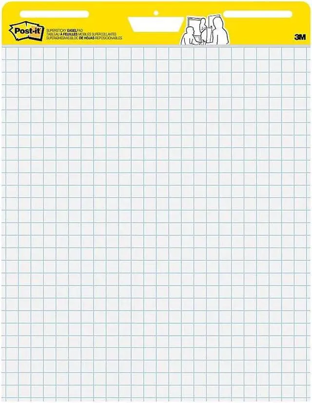 Main image of Post-it® Super Sticky Easel Pad, With 1" Grid Lines, 25" x 30", White, Pad Of 30 Sheets
