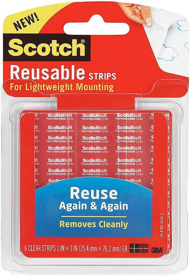Alt view image 6 of 20 - Scotch Restickable Mounting Tabs 1" x 3" Clear 6/Pack R101