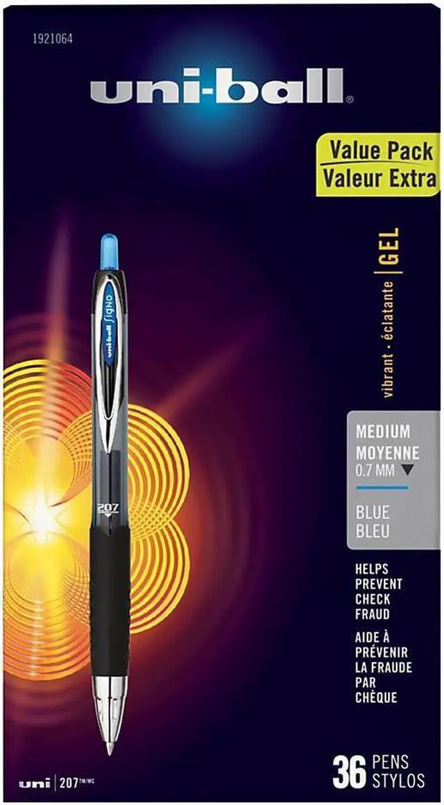Alt view image 5 of 15 - uni-ball Signo 207 Retractable Gel Pen Blue Ink 0.7mm 36/Box 1921064