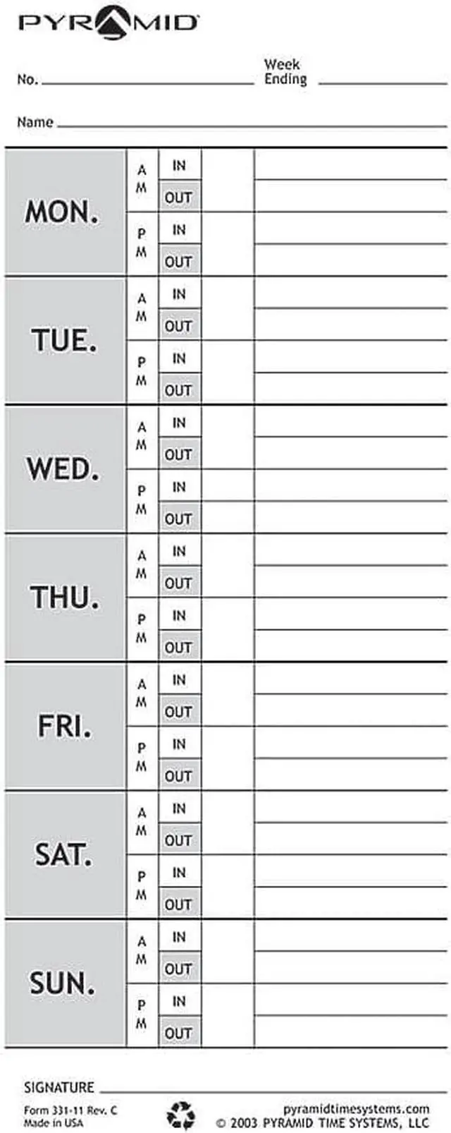 Alt view image 2 of 10 - PTI 1000 Time Cards Case of 1000