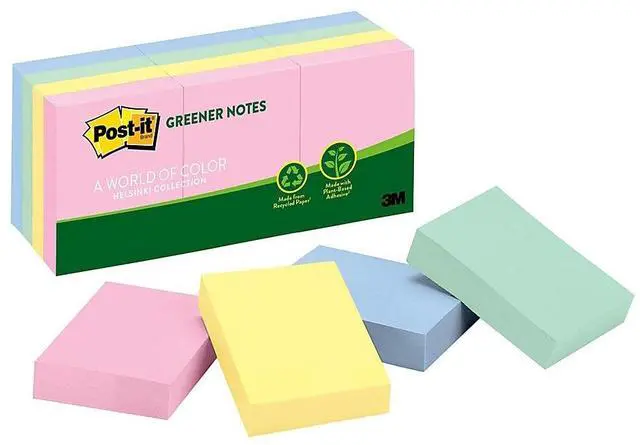 Alt view image 5 of 14 - Post-it Recycled Note Pads 1 1/2 x 2 Assorted Helsinki Colors 100-Sheet 12/Pack