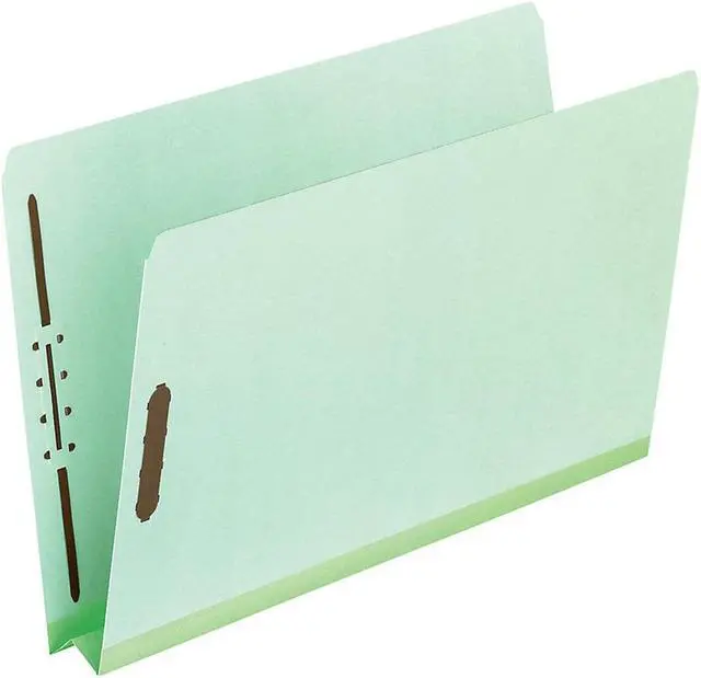 Main image of Pendaflex® File Folders With Fasteners, Letter Size, Straight Cut, 2" Expansion, 60% Recycled, Light Green, Box Of 25 Folders