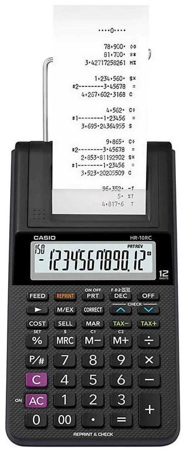 Alt view image 5 of 17 - Casio HR-10RC 12-Digit Printing Calculator Black 24396585