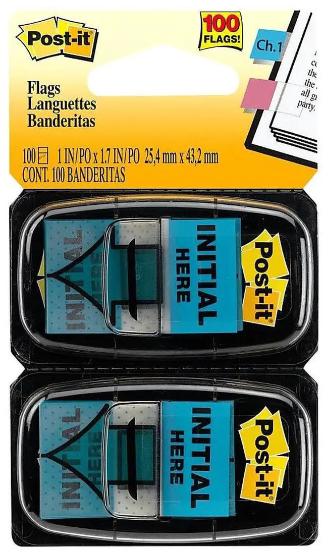Alt view image 5 of 20 - 3M 680IH2 Message Flags Initial Here Blue Two 50-Flag Dispensers per Pack