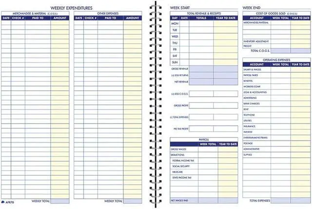 Alt view image 3 of 4 - Adams® Weekly Bookkeeping Book, 8 1/2" x 11", Blue