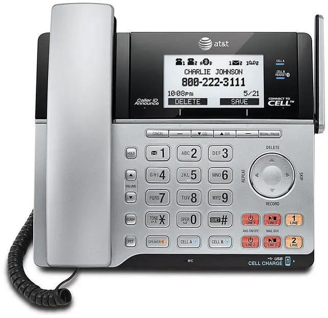 Alt view image 4 of 14 - AT&T TL86103 2Line Corded Cordless Answering System