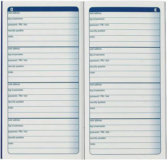 Alt view image 3 of 9 - Adams Password Journal 3 1/4 x 6 1/4 192 Entries APJ99