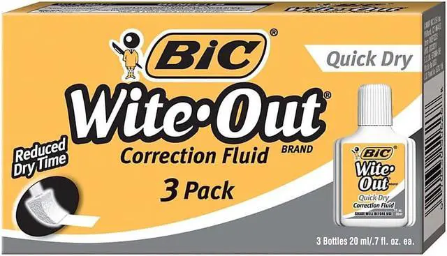 Alt view image 7 of 20 - Bic Wite-Out Quick Dry Correction Fluid 20 ml Bottle White 3/Pack WOFQD324
