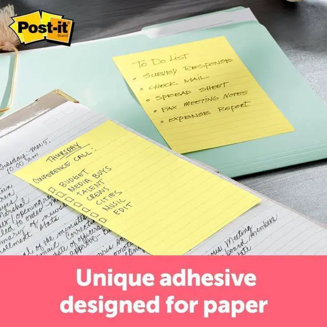 Alt view image 11 of 20 - 3M 6605PK Bonus Pack, 4 x 6, Lined, Canary Yellow, 5 100-Sheet Pads/Pack