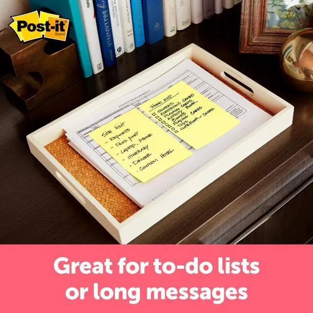 Alt view image 12 of 20 - 3M 6605PK Bonus Pack, 4 x 6, Lined, Canary Yellow, 5 100-Sheet Pads/Pack