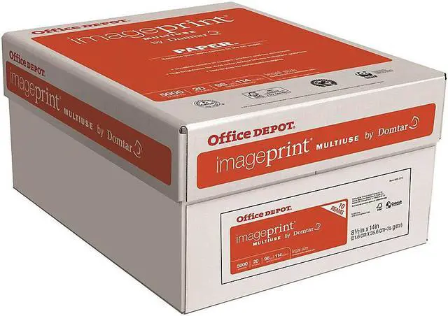 Main image of Office Depot ImagePrint FSC Certified Multiuse Paper by Domtar, 8 1/2in x 14in, 20 Lb, White, 500 Sheets Per Ream, Case Of 10 Reams, 1836