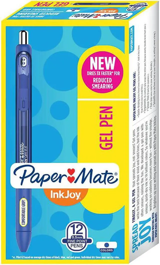 Alt view image 6 of 18 - InkJoy Gel Pen, Retractable, Micro 0.5 mm, Blue Ink, Blue Barrel, Dozen 1951722