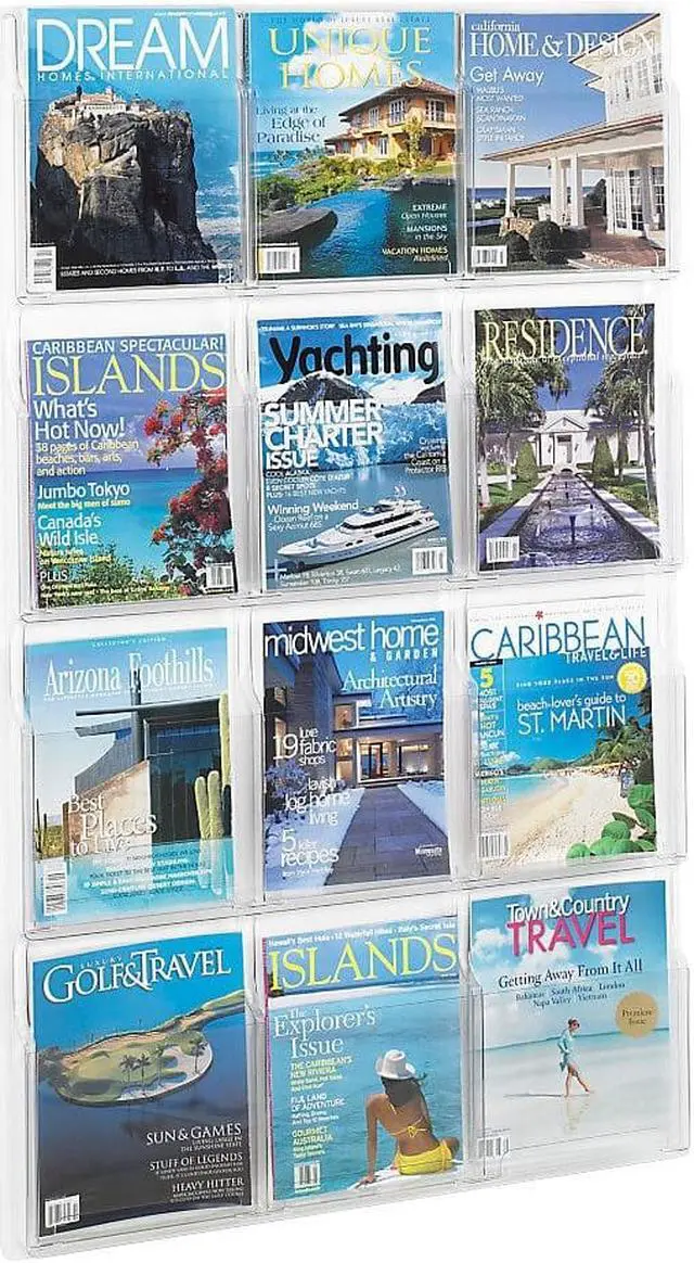Alt view image 9 of 20 - Safco Reveal Clear Literature Displays 12 Compartments 30w x 2d x 49h Clear