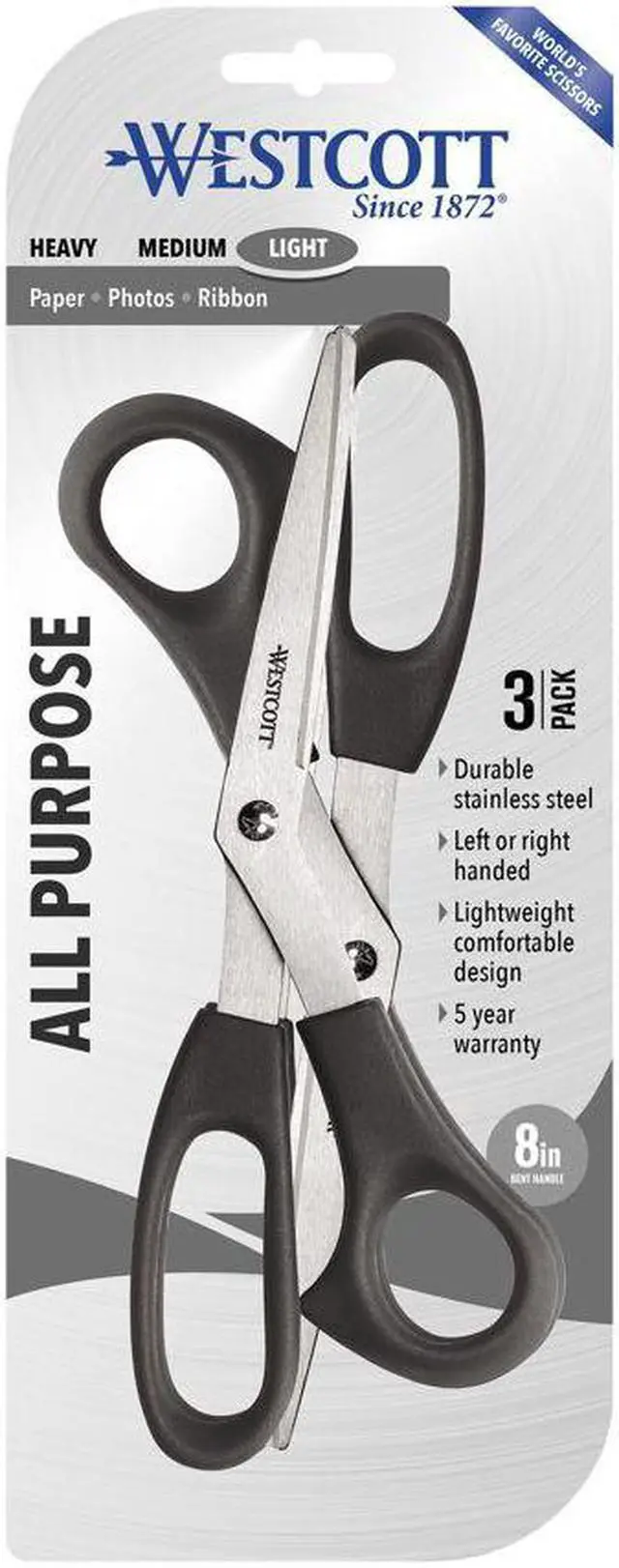Alt view image 4 of 7 - Westcott Scissors,8"bentstr,3pk,Bk 13402