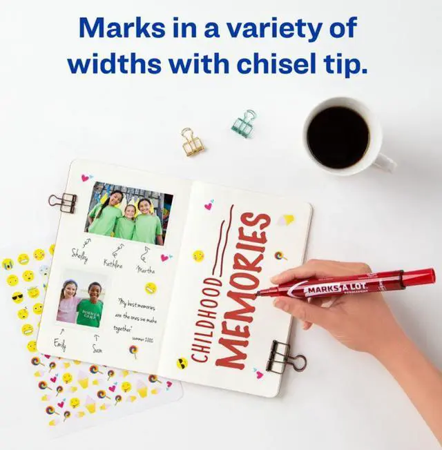Alt view image 3 of 7 - Avery® Marks-A-Lot® Permanent Markers, Chisel Tip, Red, Pack Of 12