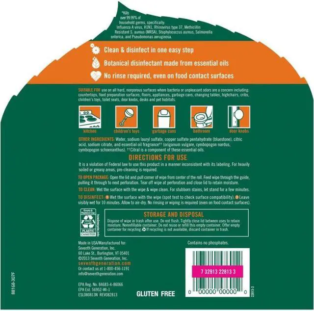 Alt view image 11 of 20 - SEVENTH GENERATION Botanical Disinfecting Wipes 8 x 7 70 Wipes 22813