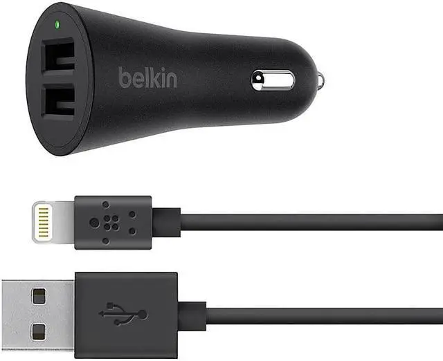 Alt view image 2 of 10 - Belkin BOOST UP 2-Port Car Charger + USB-A to Lightning Cable