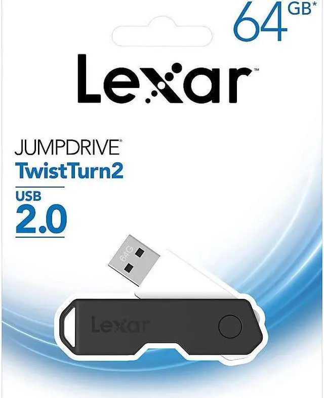 Main image of Lexar® JumpDrive® TwistTurn2 USB 2.0 Flash Drive, 64GB, Black, LJDTT2-64GABNABK