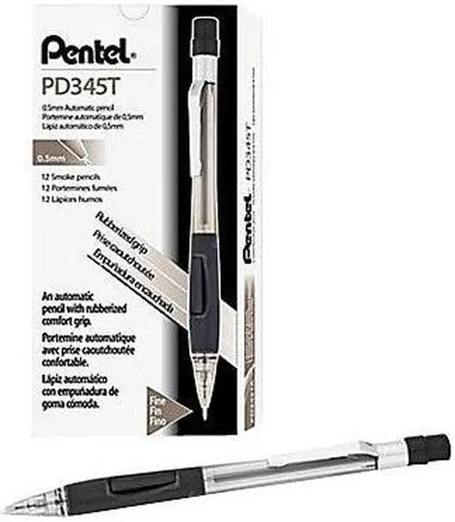 Alt view image 3 of 11 - Pentel Pencil,Clicker,.5mm,Smk PD345TA