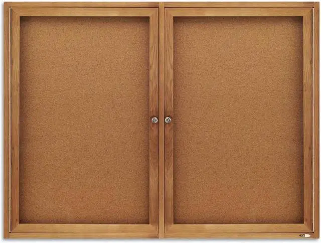 Alt view image 10 of 20 - Quartet Enclosed Bulletin Board Natural Cork/Fiberboard 48 x 36 Oak Frame 364