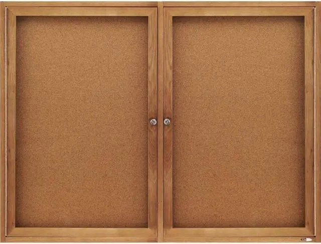 Alt view image 11 of 20 - Quartet Enclosed Bulletin Board Natural Cork/Fiberboard 48 x 36 Oak Frame 364
