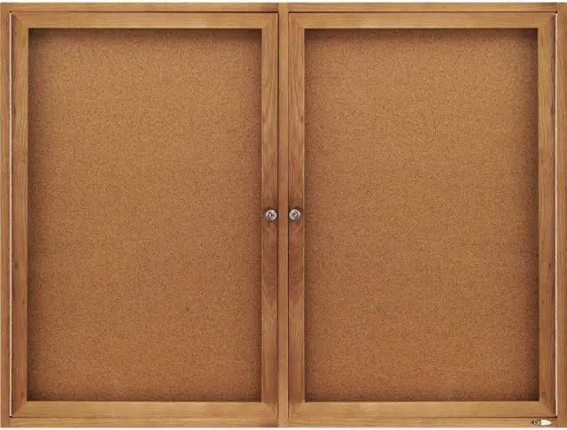 Alt view image 13 of 20 - Quartet Enclosed Bulletin Board Natural Cork/Fiberboard 48 x 36 Oak Frame 364