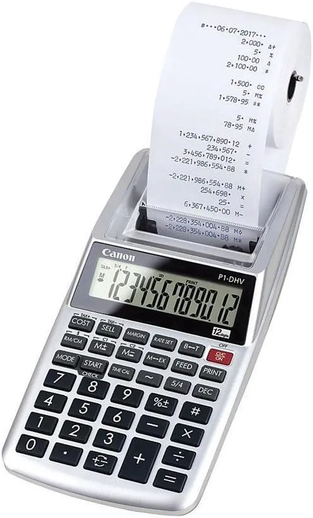 Alt view image 6 of 13 - Canon P1-DHV 12-Digit Palm Printing Calculator Purple Print 2 Lines/Sec 2203C001