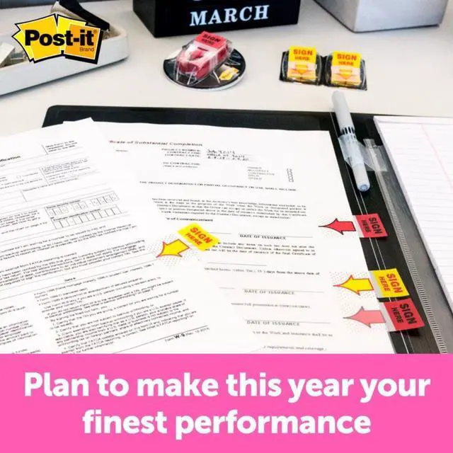 Alt view image 6 of 20 - 3M 680SH2 Message Flags Sign Here Yellow Two 50-Flag Dispensers per Pack