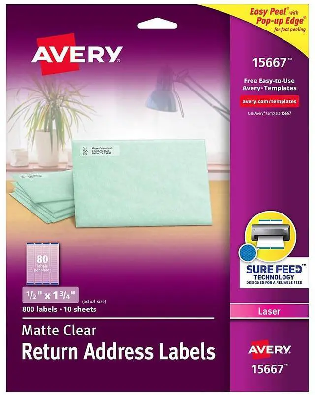 Alt view image 13 of 20 - Easy Peel Mailing Labels For Laser Printers, 1/2 X 1-3/4, Clear, 800/P