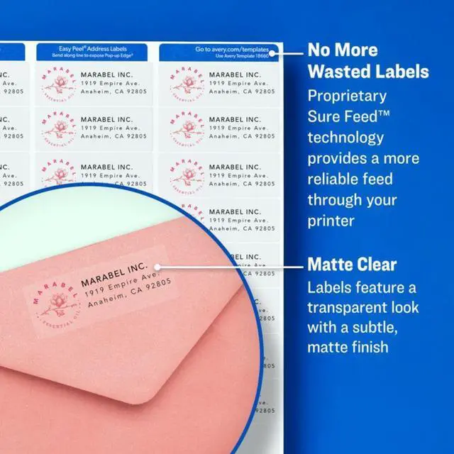 Alt view image 14 of 20 - Easy Peel Mailing Labels For Laser Printers, 1/2 X 1-3/4, Clear, 800/P