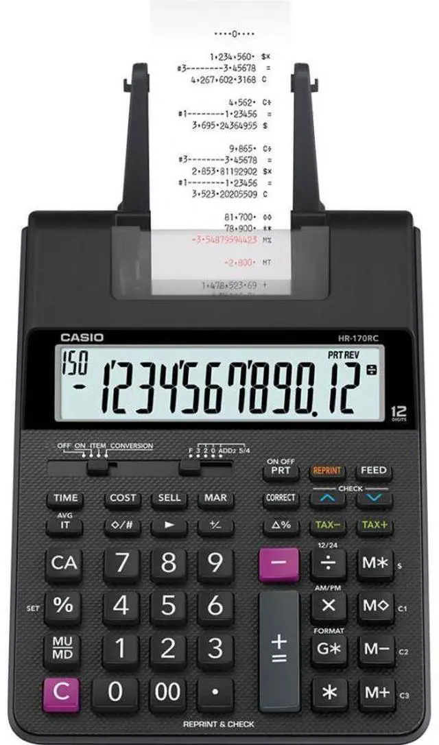 Alt view image 4 of 13 - Casio Printing Calculator 6-1/2"Wx11-5/8"Lx2-9/16"H Black HR170RC