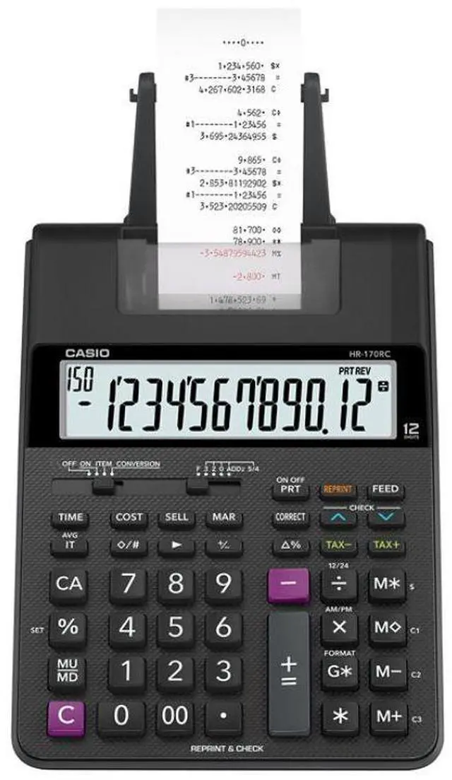 Alt view image 3 of 13 - Casio Printing Calculator 6-1/2"Wx11-5/8"Lx2-9/16"H Black HR170RC