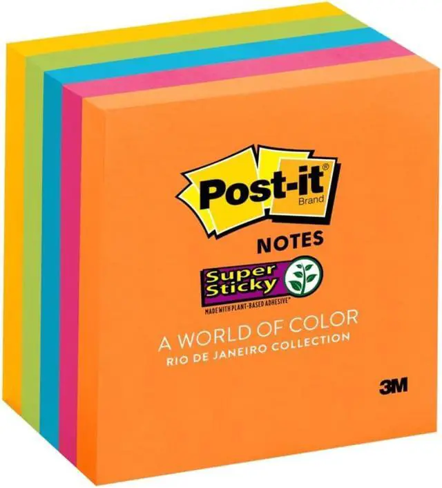 Alt view image 5 of 20 - Post-it Pads in Rio de Janeiro Colors 3 x 3 90-Sheet 5/Pack 6545SSUC