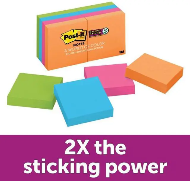 Alt view image 3 of 12 - Post-It Notes Super Sti Pad,2x2,Spr Stcky,8pk,Ast 6228SSAU