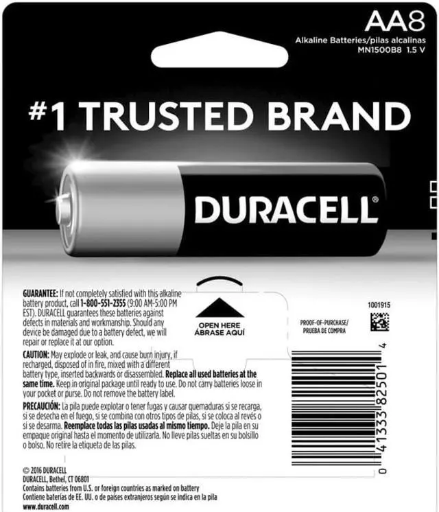 Alt view image 2 of 20 - DURACELL CopperTop 1.5V AA Alkaline Battery, 8-pack