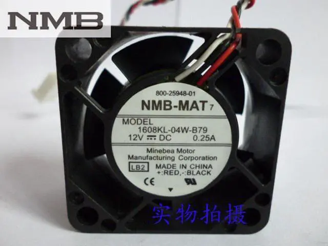 Main image of For NMB 1608KL-04W-B79 LB2 DC 12V 0.25A Server Cooling Fan  Server Square Fan 3-wire 40x40x20mm