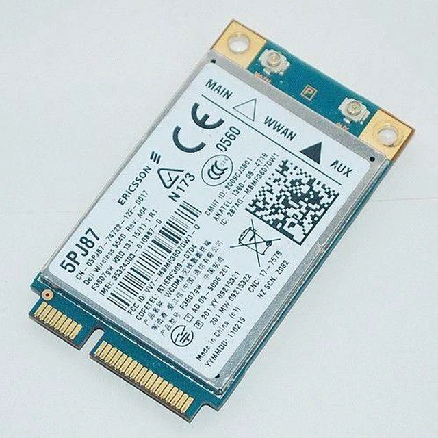 Main image of DW5540 F3607GW 3G Wifi Card WWAN Wireless Module Mobile Broadand 5PJ87 C680R H039R Pci-e 7.2M for DELL E4310 E6400 E5400 E6410