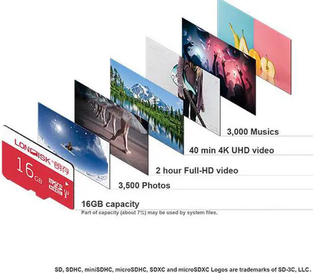 Alt view image 7 of 7 - LONDISK 4K Micro SD Card 16GB Class10 U3 microSDHC Card Memory Card for Dashcam Phone (U3 16GB)
