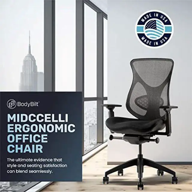 Alt view image 5 of 7 - Midcelli by BodyBilt® Ergonomic Mesh Mid-Back Chair|Home or Office Seating|Elastomeric Mesh|Adjustable: Arms, Lumbar, Seat Depth, Height, Tilt, Tilt Tension, Made in the USA.