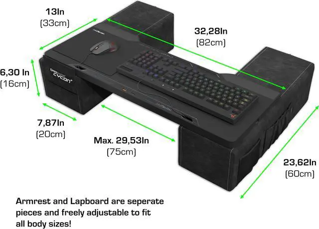 Alt view image 4 of 9 - Couchmaster CYCON² - New Design - Fusion Grey - Couch Gaming Desk for Mouse & Keyboard for PC, PS4/5, XBOX One/Series X