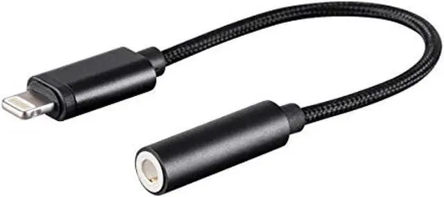 Alt view image 7 of 8 - Monoprice Inc. Monoprice Mfi Certified Lightning To 3.5mm Audio Adapter_ Nylon Braid_ Black
