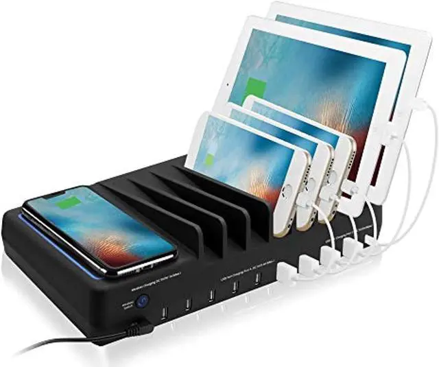 Alt view image 4 of 14 - SIIG 10-Port USB-A/C & Wireless Charging Station With Ambient Light Deck