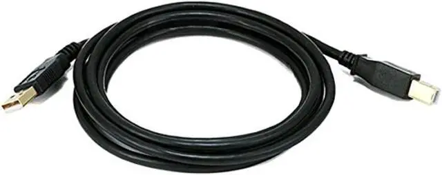 Alt view image 2 of 14 - Monoprice USB 2.0 Cable - 6 Feet - Black | USB Type-A Male to USB Type-B Male, 28/24AWG with Ferrite Core, Gold Plated