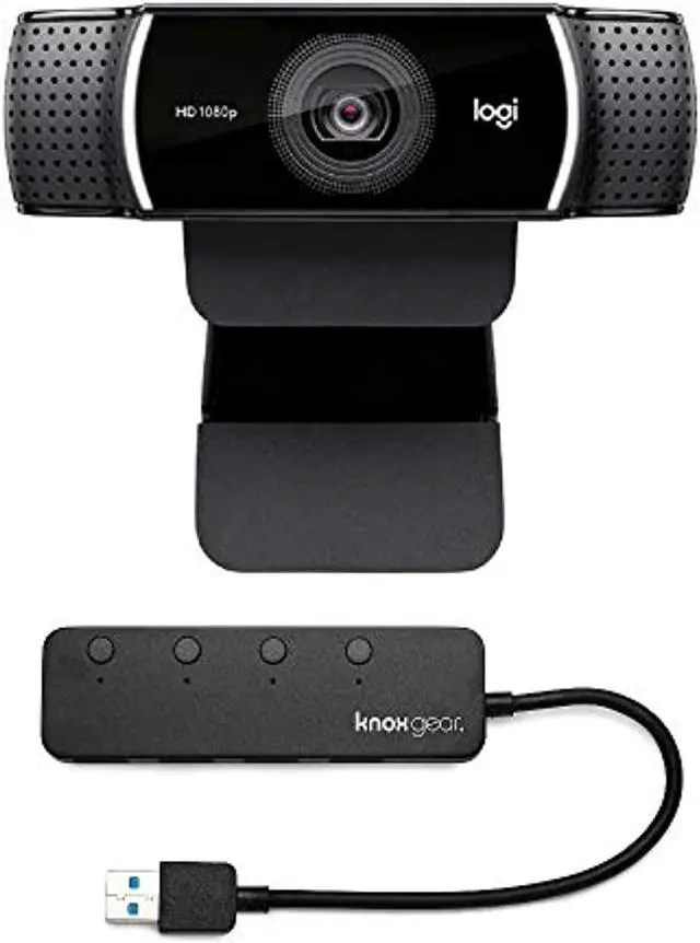 Alt view image 2 of 7 - Logitech C922 Pro Stream 1080p Webcam with Knox 4-Port USB 3.0 Hub