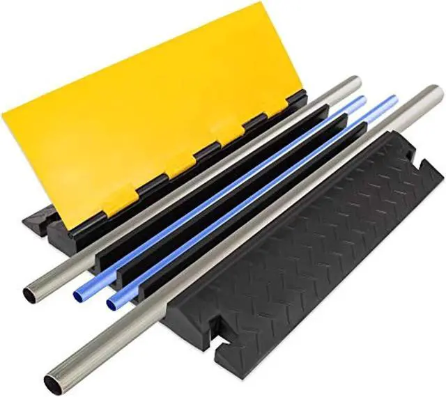 Alt view image 3 of 3 - Pyle PCBLCO108 Cable Protector Cover Ramp - Cord/Wire Safety Concealment Track with Flip-Open Access Lid (Four Channel Extra Wide Style)
