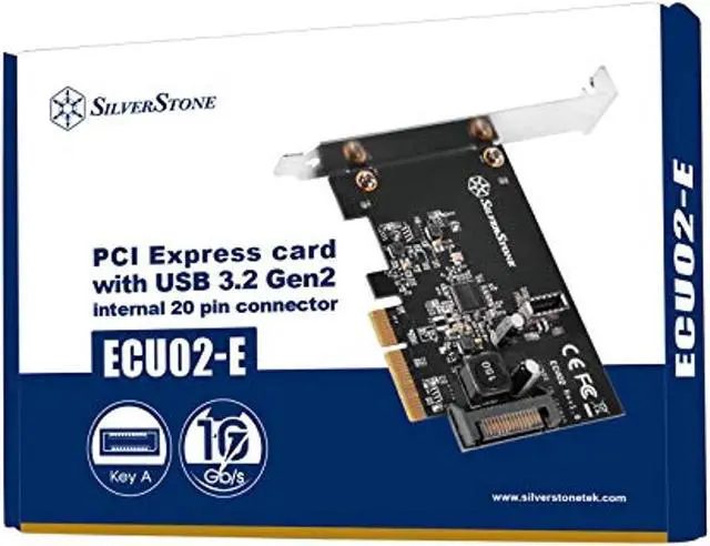 Main image of ecu02-e pci express card with usb 3.2 gen 2 internal 20 pin key-a connector 5v via sata 15pin power connector low profile - pci