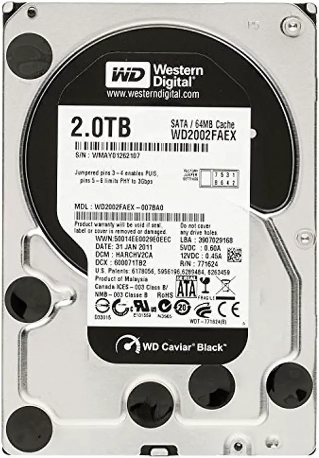 Alt view image 10 of 12 - WD Black WD2002FAEX 2TB 3.5" 7200rpm Hot Swappable Internal Hard Drive