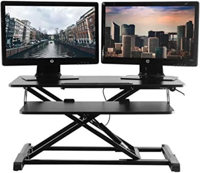 Alt view image 8 of 15 - TechOrbits Standing Desk - Stand Up Desk Converter And Monitor Riser - Height Adjustable Sit Stand Tabletop Workstation