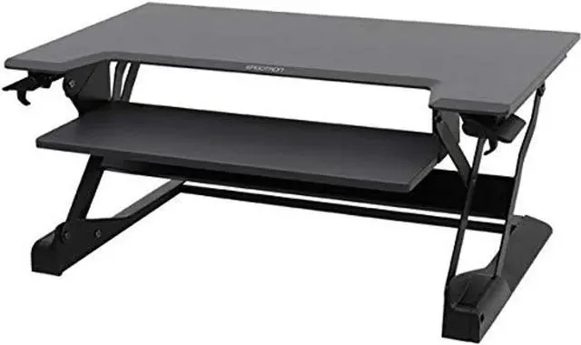 Alt view image 16 of 20 - Ergotron 33-406-085 WorkFit-TL, Sit-Stand Desktop Workstation (Black with grey surface)
